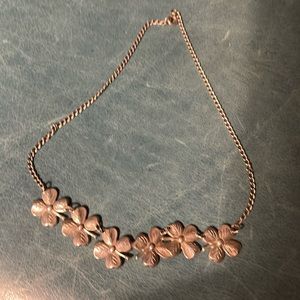 Silver four leaf clover necklace